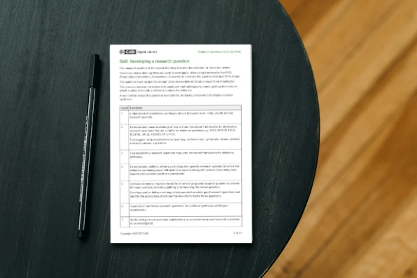 Image of the framework printed on a desk