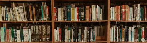 Shelves with books in a library
